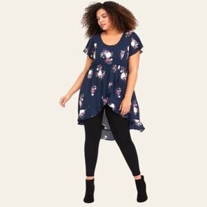 Torrid Navy Floral Blouse
